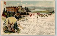 6340 Sihlbrugg 1903 Lithographie Hotel Albishorn Hasen