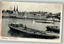 6000 Luzern Lucerne Foto AK Nationalquai Dampfschiff Frachtschiff