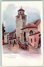 1200 Genève Genf Künstlerkarte La Madelaine sign. JJ Redmond