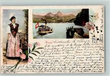 Treib Seelisberg Trachtenfrau Personendampfschiff Tracht Schweiz