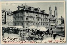 8000 Zürich 1903 - Rathaus Türme Marktszene