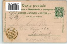 9038 Rehetobel 1899 BOAKC Lithographie Schulhaus Gupf Kirche Gebrauchsspuren, bitte Scan genau beachten!