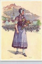 Glaris Tracht Schweiz Künstlerkarte