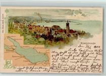 9400 Rorschach 1902 Lithographie Landkarte Bodensee