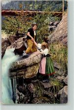 1918 - Mädchen Junge Wasserfall