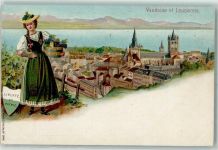 1000 Lausanne Losanna Lithographie Frau Tracht