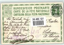 4000 Basel Bâle Ganzsache sign. Bächbüger Bundesfeier 1913