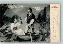Küher und Bernerin Ruderboot Tracht Schweiz 1908