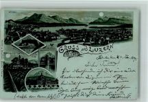 6000 Luzern Lucerne 1899 Lithographie / Mondschein Nr. 1433 AK