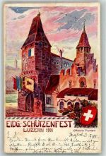 6000 Luzern Lucerne Lithographie Schützenfest 1901