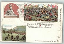6204 Sempach Lithographie Historische Postkarte Schweiz Schlacht bei Sempach 1386 Denkmal Winkelried