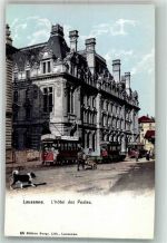 1000 Lausanne Losanna Foto AK Postamt Straßenbahn Hund