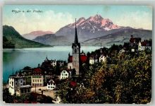 6353 Weggis 1911 Foto AK Vierwaldstättersee Pilatus