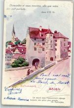 5400 Baden Lithographie / Künstlerkarte sign. Redmond