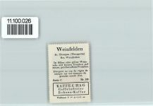 8570 Weinfelden - Vignette Wappen Kaffee Hag ca 1920-1940