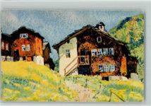 3906 Saas-Fee Künstlerkarte Ortsansicht sign.