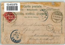 9100 Herisau 1898 Gebrauchsspuren Kirche Kaserne Edelweiss Lithographie