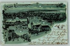 8280 Kreuzlingen 1898 Lithographie / Mondschein Gruss aus Hotel Löwen AK