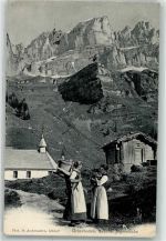 8751 Urnerboden 1914 Gebrauchsspuren Tracht Kapelle Jägerstöcke