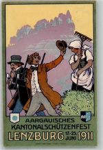 5600 Lenzburg 1911 Künstlersteindruck Aargauer Kantonalschützenfest