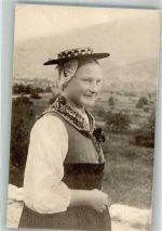 1983 Evolène Foto AK Tracht Frau Walliser Bäuerin