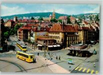 2000 Neuchâtel Neuenburg Foto AK Omnibus Geschäft Pury Platz