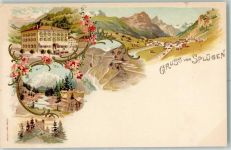 7435 Splügen Lithographie Hotel Sodenhaus