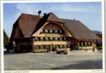 3532 Zäziwil - Gasthaus Krone mit Gasthaus-Schild und Kaminen