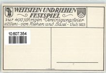 4125 Riehen 1923 - Wettstein und Riehen Festspiel zur 400 jährigen Vereinigungsfeier