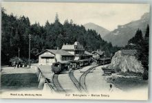 3860 Brünig Foto AK Bahnhof Eisenbahn Brünigbahn