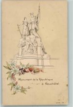 Neuchâtel Neuenburg Monument de la Republique AK Helvetia 1900 Prägedruck