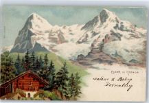 3818 Grindelwald Künstlerkarte Eiger Mönch Hütte