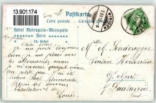 3000 Bern Berne 1910 Künstlerkarte sign Ad. Fiscke Trachtenpaar Pfeife Werbung Hotel de France & Terminus A. Eleury