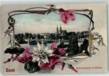 4000 Basel Bâle 1907 - Wettsteinbrücke Münster Blumendekor