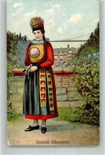1700 Fribourg Freiburg Foto AK Tracht Frau