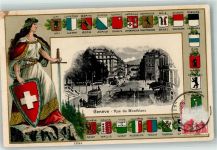 1200 Genève Genf 1910 Prägedruck Helvetia Wappen Rue du Montbanc Straßenbahn