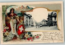 9042 Speicher Prägedruck Helvetia Straßenbahn Lithographie