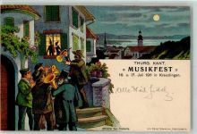 8280 Kreuzlingen 1911 Lithographie / Mondschein Thurg. Kant. Musikfest
