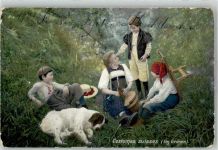 9042 Speicher 1911 Lithographie Tracht Kinder