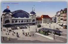 4000 Basel Bâle - Bahnhof , Strassenbahn , Marke entfernt