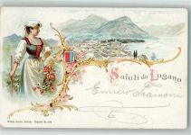 6900 Lugano 1898 Lithographie Tracht
