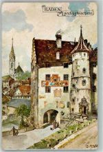 5400 Baden 1916 Künstlerkarte Landvogtei- Schloss sign. Meyer,G.