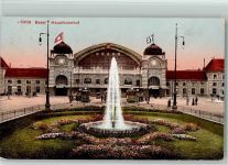 Basel Bâle Hauptbahnhof Springbrunnen Tram Bahnhof Schweiz 1911