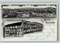 8193 Eglisau 1903 BOAKC Gasthaus Hirschen Eisenbahnbrücke Lithographie