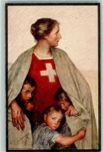 Helvetia mit Kindern sign. Eug. Durnand Bundesfeier / Pro Patria Schweiz 1917
