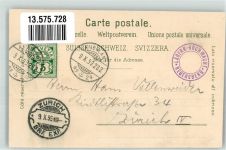 8158 Regensberg 1899 Gebrauchsspuren Gasthaus zur Hohen Wacht Trigometrisches Signal Lithographie Bahnpost Zug 282