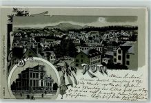 8630 Rüti ZH 1899 Lithographie / Mondschein Villa Séquin