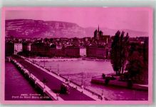 1200 Genève Genf Foto AK Pont du Mont Blanc Omnibus