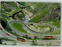 Schöllenen Foto AK Gotthardstrasse Omnibus Auto