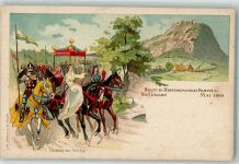 9000 St. Gallen S. Gallo Lithographie Historischer Festzug 1899 Hadwig mit Gefolge